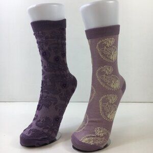 Womens Purple Socks 2-Pack Paisley & Floral Patterns For Maximum Foot Drama